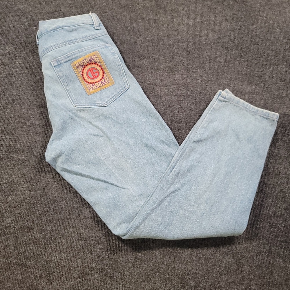 Dont Stop International Women Patchwork Leather Denim Jeans Size‎ 11/12 Vintage